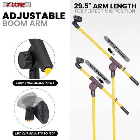 5Core Tripod Mic Stand Adjustable Holder Floor Microphone Boom Arm - Picture 9 of 11